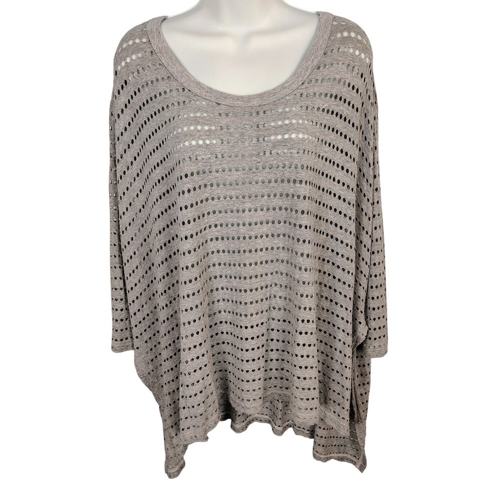 Hard Tail Forever Gray Perforated Laser Cut Oversized Tunic Top S coverup coast